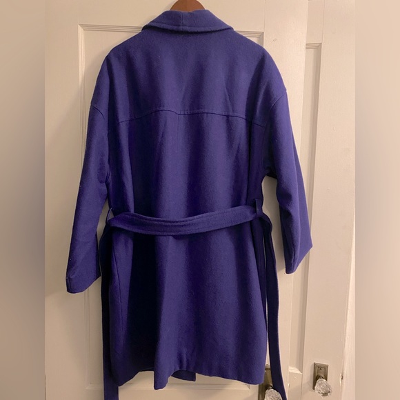 NARCISO RODRIGUEZ DESIGN NATION Women’s Cobalt Blue Wrap Wool Pea Coat - Picture 8 of 8